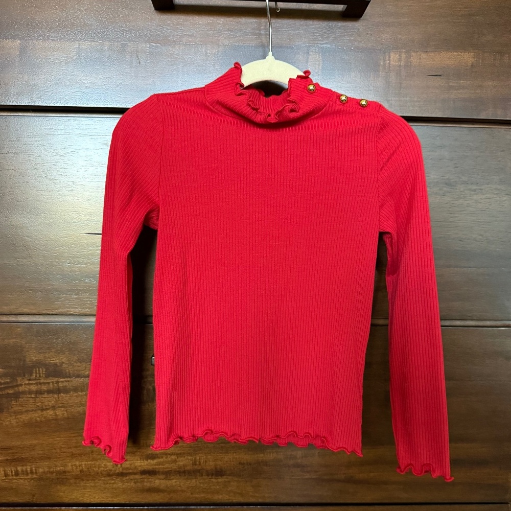 Janie and Jack Ribbed Ruffle Trim Turtleneck Size 5